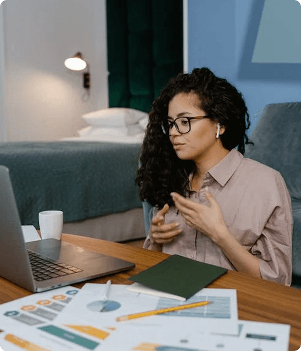 Woman working on laptop